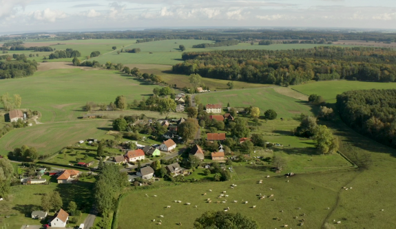 Luftaufnahme: Häuser auf dem Land