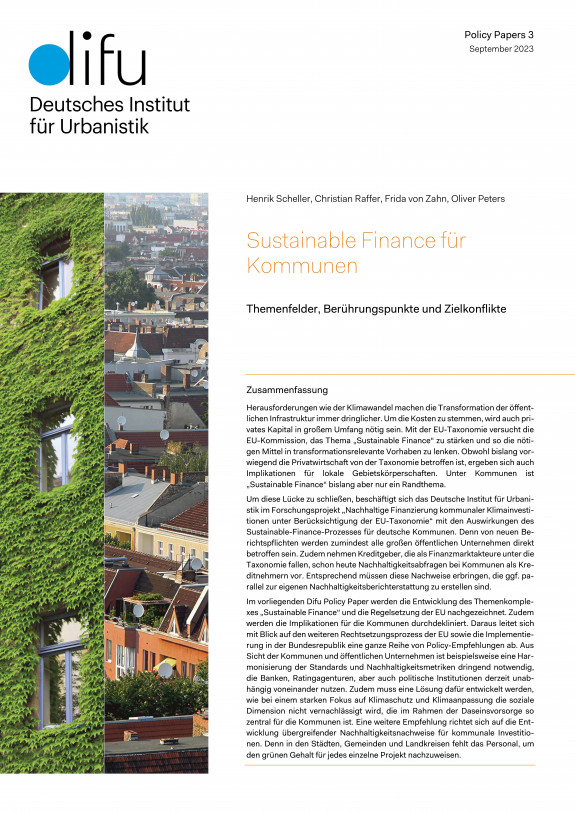 Cover Policy Paper Sustainable Finance